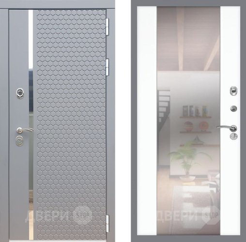 Входная металлическая Дверь Рекс (REX) 24 СБ-16 Зеркало Силк Сноу в Павловском Посаде