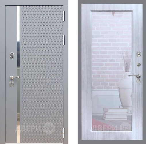 Входная металлическая Дверь Рекс (REX) 24 Зеркало Пастораль Сандал белый в Павловском Посаде
