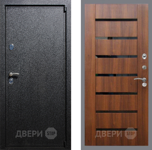 Входная металлическая Дверь Рекс (REX) 3 СБ-14 стекло черное Орех бренди в Павловском Посаде