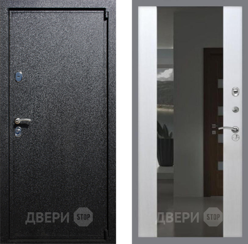 Входная металлическая Дверь Рекс (REX) 3 СБ-16 Зеркало Белый ясень в Павловском Посаде