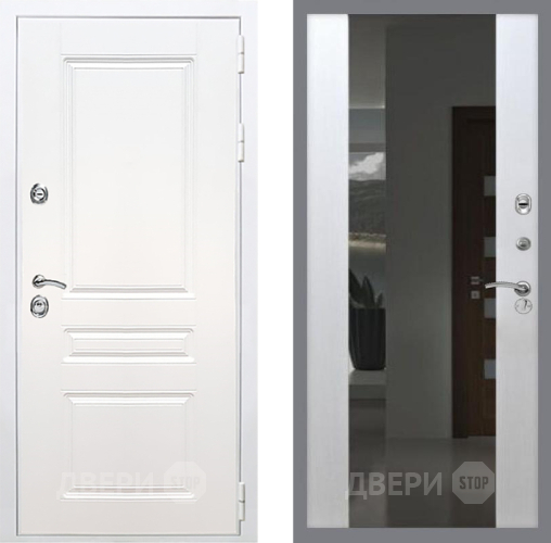Дверь Рекс (REX) Премиум-н Силк Сноу СБ-16 Зеркало Белый ясень в Павловском Посаде