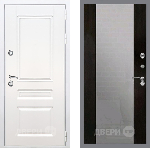 Входная металлическая Дверь Рекс (REX) Премиум-н Силк Сноу СБ-16 Зеркало Венге в Павловском Посаде