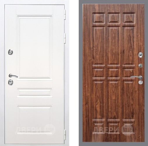 Входная металлическая Дверь Рекс (REX) Премиум-н Силк Сноу FL-33 орех тисненый в Павловском Посаде