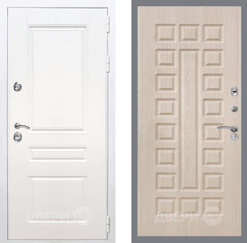 Входная металлическая Дверь Рекс (REX) Премиум-н Силк Сноу FL-183 Беленый дуб в Павловском Посаде