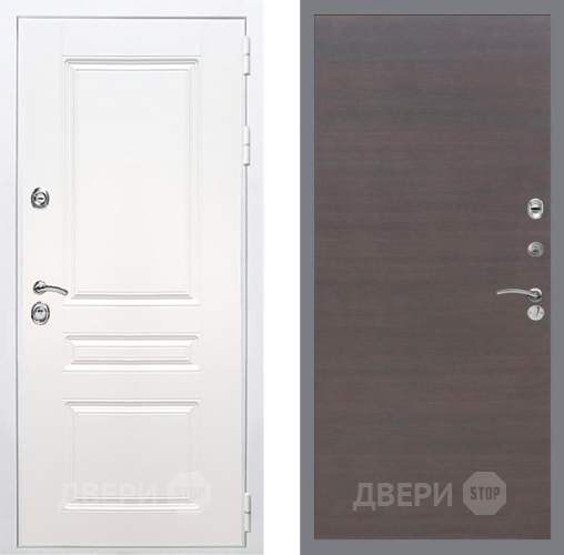 Входная металлическая Дверь Рекс (REX) Премиум-н Силк Сноу GL венге поперечный в Павловском Посаде