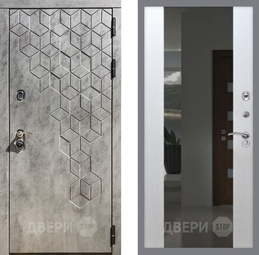 Входная металлическая Дверь Рекс (REX) 23 СБ-16 Зеркало Белый ясень в Павловском Посаде