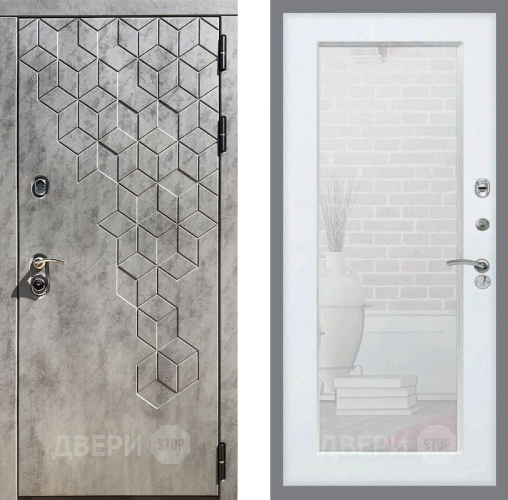 Входная металлическая Дверь Рекс (REX) 23 Зеркало Пастораль Белый ясень в Павловском Посаде