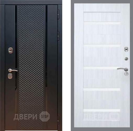 Входная металлическая Дверь Рекс (REX) 25 СБ-14 стекло белое Сандал белый в Павловском Посаде
