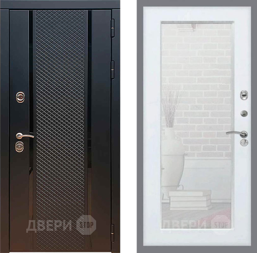 Входная металлическая Дверь Рекс (REX) 25 Зеркало Пастораль Белый ясень в Павловском Посаде