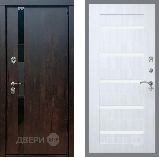 Входная металлическая Дверь Рекс (REX) 26 СБ-14 стекло белое Сандал белый в Павловском Посаде