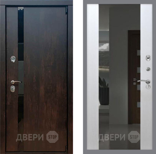 Входная металлическая Дверь Рекс (REX) 26 СБ-16 Зеркало Белый ясень в Павловском Посаде