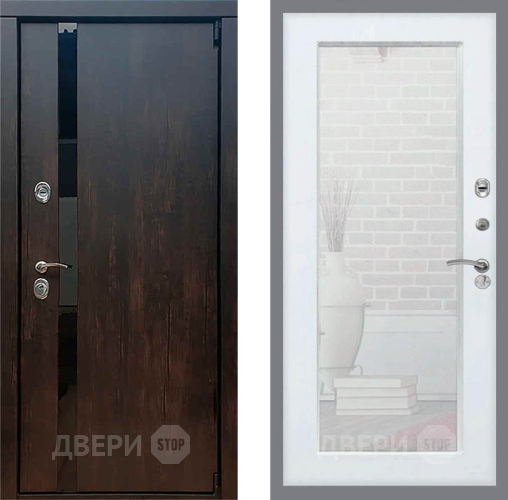 Входная металлическая Дверь Рекс (REX) 26 Зеркало Пастораль Белый ясень в Павловском Посаде