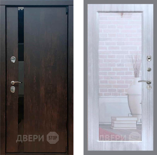 Входная металлическая Дверь Рекс (REX) 26 Зеркало Пастораль Сандал белый в Павловском Посаде