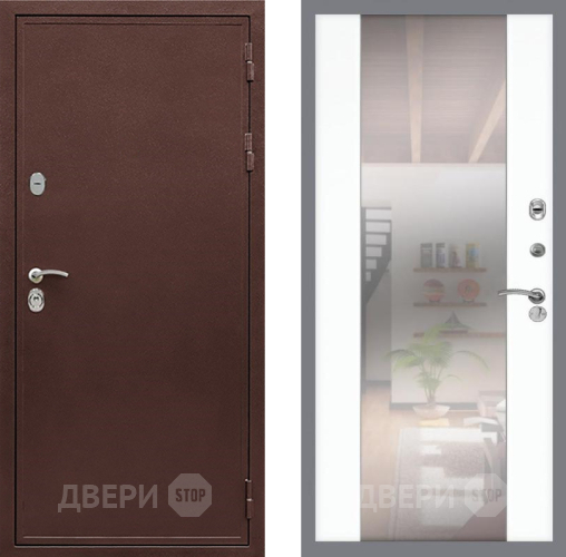 Дверь Рекс (REX) 5 металл 3 мм СБ-16 Зеркало Силк Сноу в Павловском Посаде