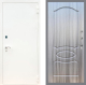 Входная металлическая Дверь Рекс (REX) 1А Белая шагрень FL-128 Сандал грей в Павловском Посаде